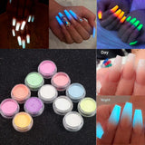 12 Boxes/Set Glow In Dark Glitter Nail Phosphorescent Powder Pigment Luminous - Tania's Online Closet, LLC