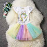2-6 Years Children's sets Cute Unicorn Short Sleeve T-Shirt+ Mesh Tutu Skirt Outfits 2Pcs Girls - Tania's Online Closet, LLC