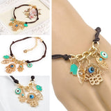 New Arrival Brown Rope Blue Evil Eye Palm Charm Bracelets - Tania's Online Closet, LLC