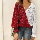 Women Dot Polk Ladies Shirt Casual Ladies Shirts - Tania's Online Closet, LLC