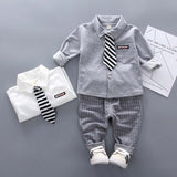 2020 Baby Boys Clothing Formal Infant Gentleman Tie Shirt Pants 2Pcs/Sets - Tania's Online Closet, LLC