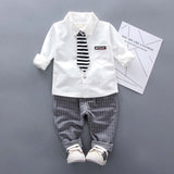 2020 Baby Boys Clothing Formal Infant Gentleman Tie Shirt Pants 2Pcs/Sets - Tania's Online Closet, LLC