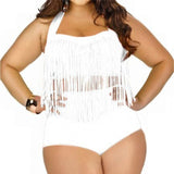 Plus Size Bikini Set Women Swimsuit Retro Push Up Tassel High Waist - Tania's Online Closet