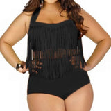 Plus Size Bikini Set Women Swimsuit Retro Push Up Tassel High Waist - Tania's Online Closet