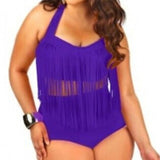 Plus Size Bikini Set Women Swimsuit Retro Push Up Tassel High Waist - Tania's Online Closet