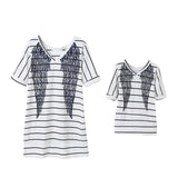 2020 Mother Daughter Short Sleeve Striped Dress Matching Outfits Wings Dresses - Tania's Online Closet, LLC