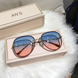 Diamond Sunglasses Female Brand Design Lens UV400 Women Pilot Sun Glasses - Tania's Online Closet