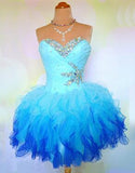 Sweetheart Organza Dresses- Beaded Crystals Gowns - Tania's Online Closet, LLC