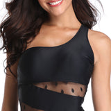 New One shoulder One Piece Swimsuit Solid Sexy Mesh Swimwear- Plus Sizes - Tania's Online Closet, LLC