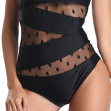 New One shoulder One Piece Swimsuit Solid Sexy Mesh Swimwear- Plus Sizes - Tania's Online Closet, LLC