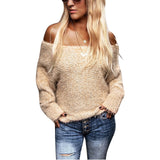 2020 New Style Winter European Women's Hot Selling Off-Shoulder Plush Sweater - Tania's Online Closet, LLC