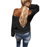 2020 New Style Winter European Women's Hot Selling Off-Shoulder Plush Sweater - Tania's Online Closet, LLC