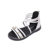 Girls Sandals New Kids Rome Roman Sandals Sweet Princess With Pearls - Tania's Online Closet, LLC