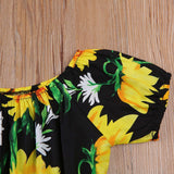 2021 Toddler Girls Off Shoulder Rompers Sunflower Print Jumpsuit Shorts - Tania's Online Closet, LLC