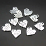 30 pcs Personalized Engraved  Name Card Mirror / Clear MR & MRS Surname Heart Wedding Table Decoration- Favors Customized - Tania's Online Closet, LLC