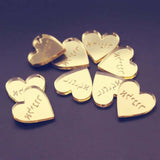 30 pcs Personalized Engraved  Name Card Mirror / Clear MR & MRS Surname Heart Wedding Table Decoration- Favors Customized - Tania's Online Closet, LLC