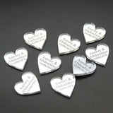 30 pcs Personalized Engraved  Name Card Mirror / Clear MR & MRS Surname Heart Wedding Table Decoration- Favors Customized - Tania's Online Closet, LLC