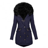 Winter Long Sleeve Faux Fur Hood Mid-length Warm Coat- Parka Snow Jacket - Tania's Online Closet, LLC