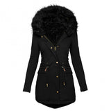 Winter Long Sleeve Faux Fur Hood Mid-length Warm Coat- Parka Snow Jacket - Tania's Online Closet, LLC