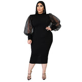 Plus Size Women Bodycon Dresses- Long Sleeve Knee Length - Tania's Online Closet, LLC