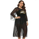 Plus Size Leopard Print Dress Transparent Mesh Dress - Tania's Online Closet, LLC