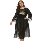 Plus Size Leopard Print Dress Transparent Mesh Dress - Tania's Online Closet, LLC