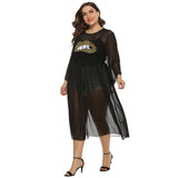 Plus Size Leopard Print Dress Transparent Mesh Dress - Tania's Online Closet, LLC