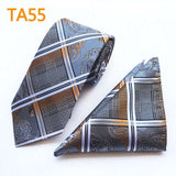55 Style Silk Neck Ties & Pocket Square Hanky Suit Set - Tania's Online Closet, LLC