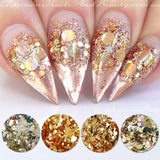 8 Box Mirror Gold Nail Art Glitter Powder Dust Holographic Gold foil Flakes Circle Sequin - Tania's Online Closet, LLC