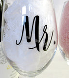 Mr & Mrs Wine glasses Sticker Newlyweds Engagement Wedding Gift Champagne glass - Tania's Online Closet, LLC