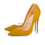 12cm High Heels Suede Pointed Toe Women Stiletto Heels - Tania's Online Closet, LLC