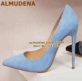 12cm High Heels Suede Pointed Toe Women Stiletto Heels - Tania's Online Closet, LLC