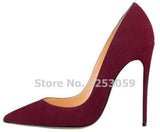 12cm High Heels Suede Pointed Toe Women Stiletto Heels - Tania's Online Closet, LLC