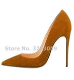 12cm High Heels Suede Pointed Toe Women Stiletto Heels - Tania's Online Closet, LLC