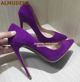 12cm High Heels Suede Pointed Toe Women Stiletto Heels - Tania's Online Closet, LLC