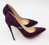 12cm High Heels Suede Pointed Toe Women Stiletto Heels - Tania's Online Closet, LLC
