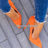 12cm High Heels Suede Pointed Toe Women Stiletto Heels - Tania's Online Closet, LLC