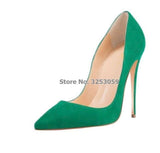12cm High Heels Suede Pointed Toe Women Stiletto Heels - Tania's Online Closet, LLC