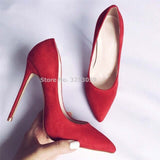 12cm High Heels Suede Pointed Toe Women Stiletto Heels - Tania's Online Closet, LLC