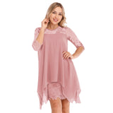 Women Fashions Half Sleeves Semi Sheer Lace Plus Size Chiffon Dresses - Tania's Online Closet, LLC