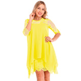 Women Fashions Half Sleeves Semi Sheer Lace Plus Size Chiffon Dresses - Tania's Online Closet, LLC