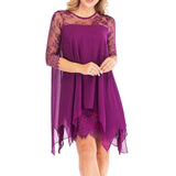 Women Fashions Half Sleeves Semi Sheer Lace Plus Size Chiffon Dresses - Tania's Online Closet, LLC