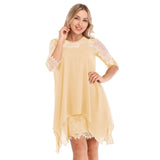 Women Fashions Half Sleeves Semi Sheer Lace Plus Size Chiffon Dresses - Tania's Online Closet, LLC