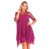Women Fashions Half Sleeves Semi Sheer Lace Plus Size Chiffon Dresses - Tania's Online Closet, LLC