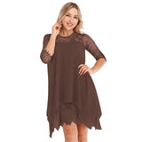Women Fashions Half Sleeves Semi Sheer Lace Plus Size Chiffon Dresses - Tania's Online Closet, LLC
