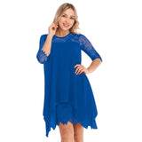 Women Fashions Half Sleeves Semi Sheer Lace Plus Size Chiffon Dresses - Tania's Online Closet, LLC