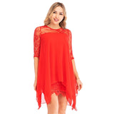 Women Fashions Half Sleeves Semi Sheer Lace Plus Size Chiffon Dresses - Tania's Online Closet, LLC
