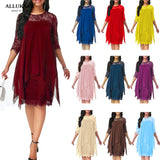 Women Fashions Half Sleeves Semi Sheer Lace Plus Size Chiffon Dresses - Tania's Online Closet, LLC
