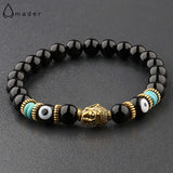 Amader Charm Buddha & Evil Eye 8mm Elastic Round Bright Black Stone Chakra Bracelets - Tania's Online Closet, LLC