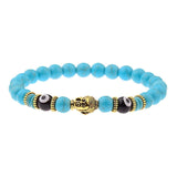 Amader Charm Buddha & Evil Eye 8mm Elastic Round Bright Black Stone Chakra Bracelets - Tania's Online Closet, LLC